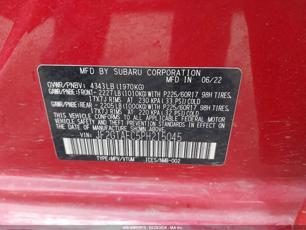 JF2GTAEC5PH215045 2023 SUBARU CROSSTREK photo no. 9