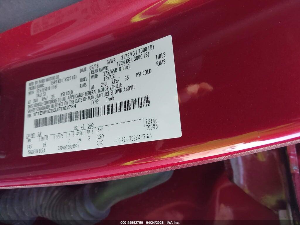 1FTEW1EG3JFD02784 2018 FORD F-150 photo no. 9