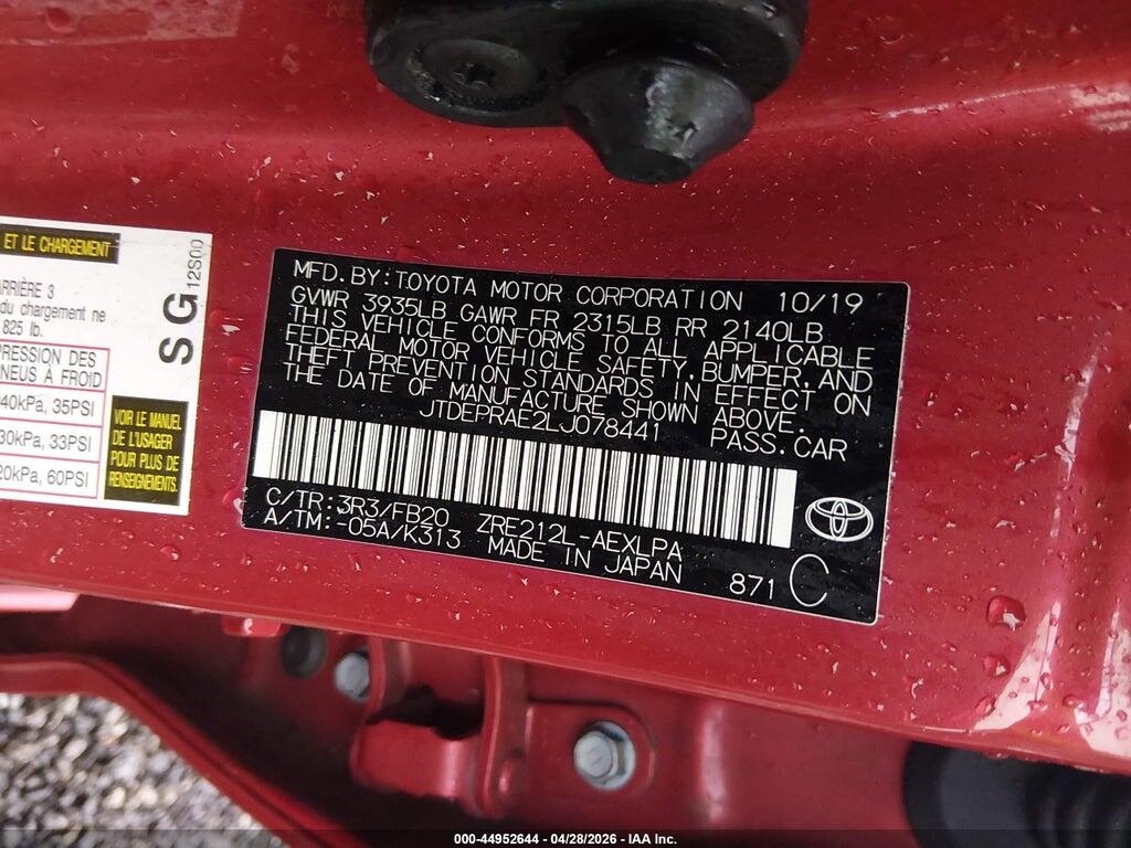 JTDEPRAE2LJ078441 2020 TOYOTA COROLLA photo no. 9
