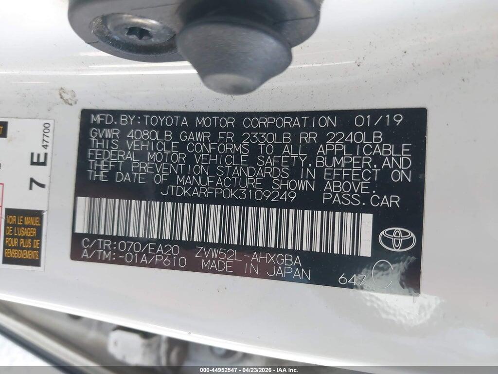 JTDKARFP0K3109249 2019 TOYOTA PRIUS PRIME photo no. 9