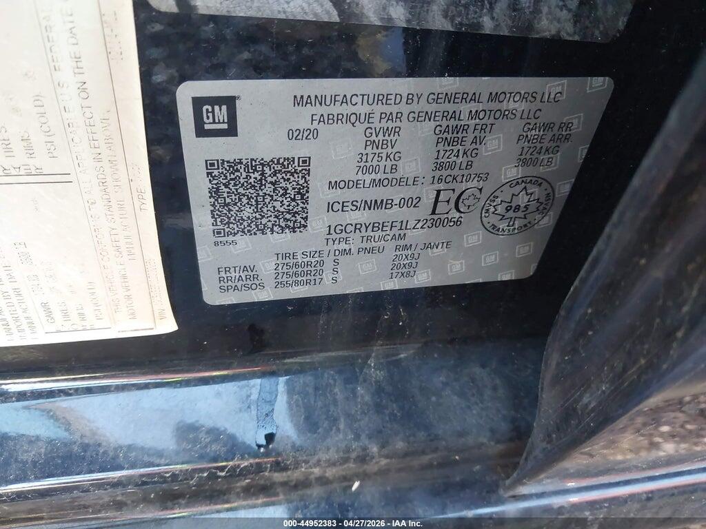 1GCRYBEF1LZ230056 2020 CHEVROLET SILVERADO 1500 photo no. 9