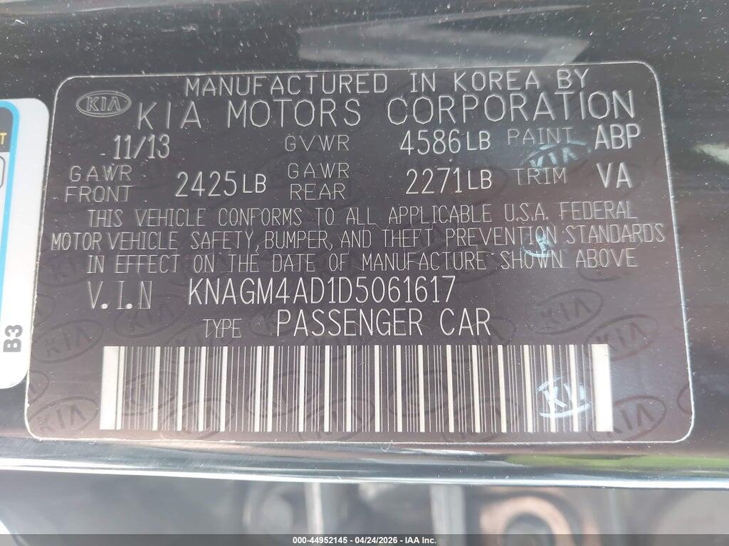 KNAGM4AD1D5061617 2013 KIA OPTIMA HYBRID photo no. 9