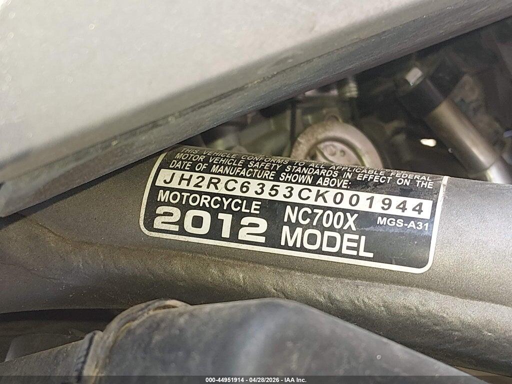 JH2RC6353CK001944 2012 HONDA NC700X photo no. 10