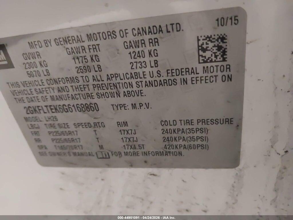 2GKFLTEK6G6168860 2016 GMC TERRAIN photo no. 9