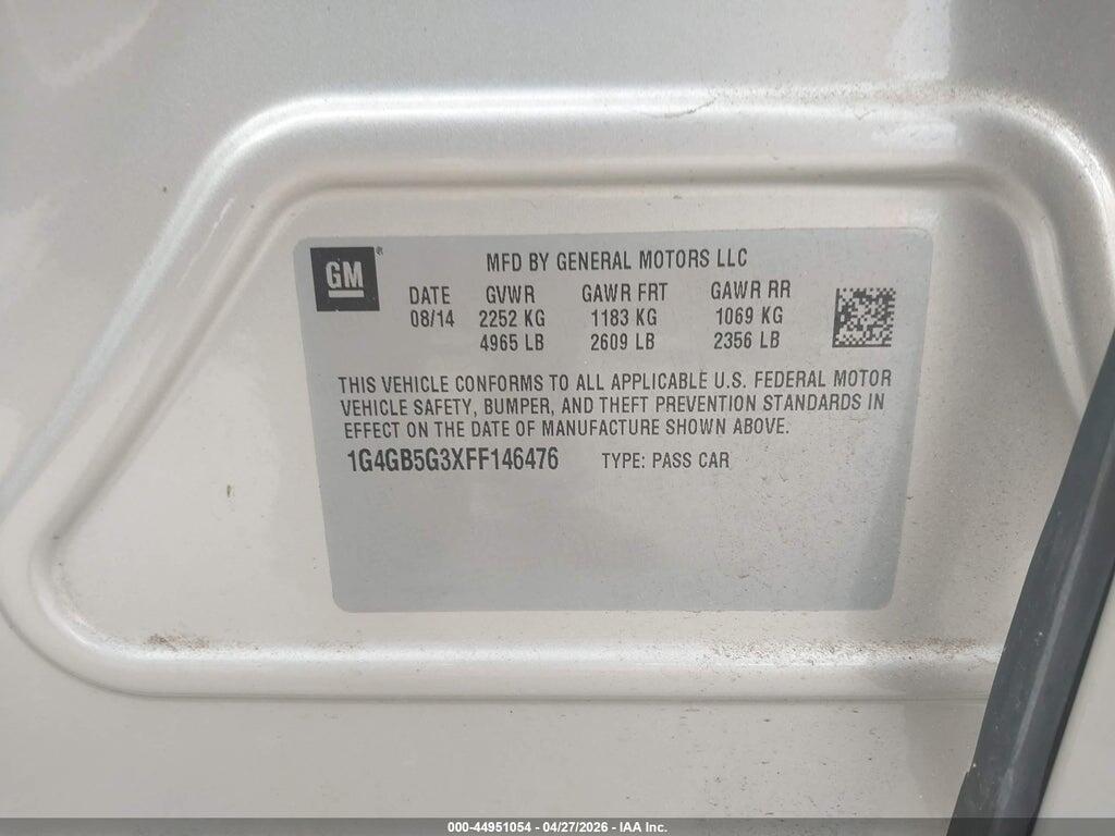 1G4GB5G3XFF146476 2015 BUICK LACROSSE photo no. 9