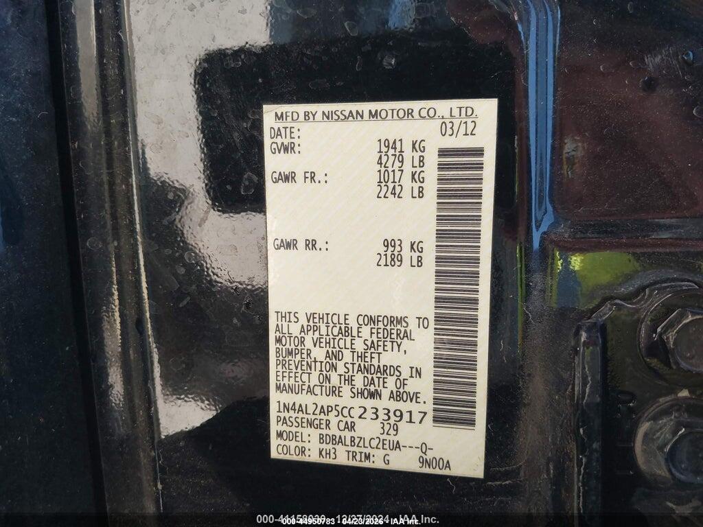 1N4AL2AP5CC233917 2012 NISSAN ALTIMA photo no. 9