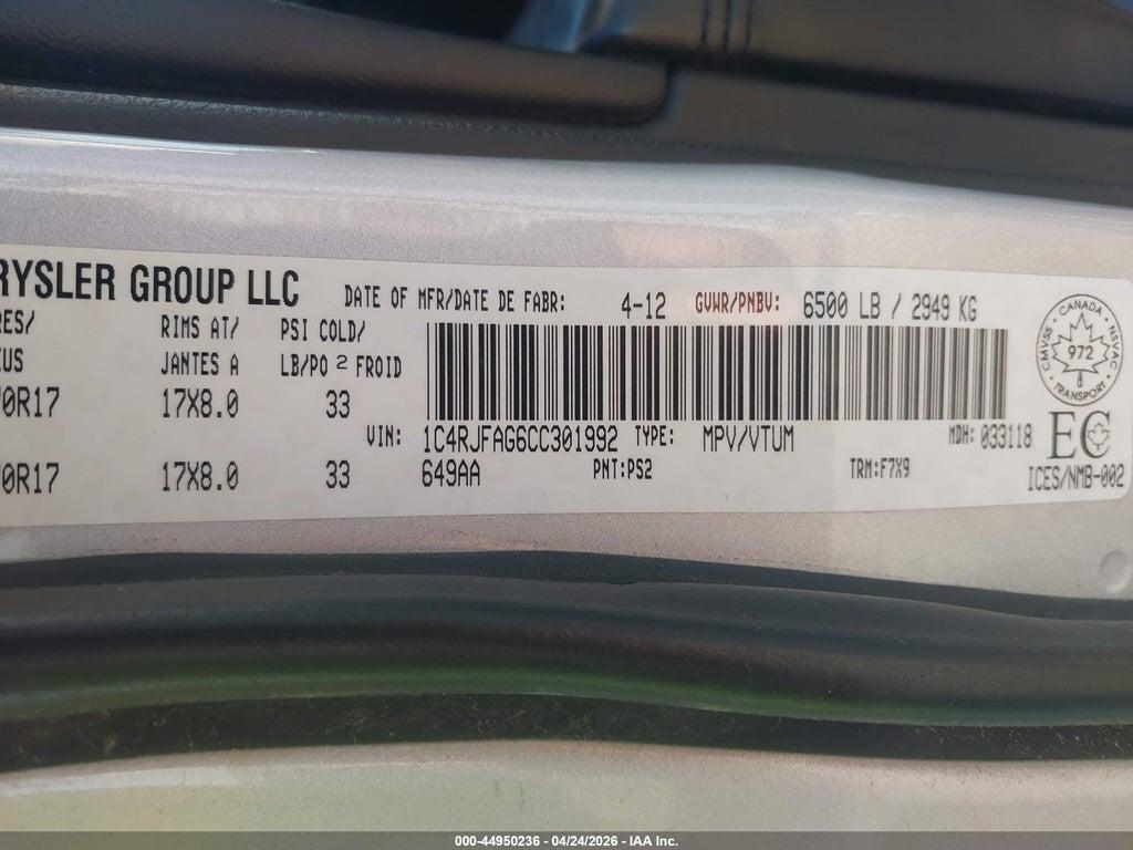 1C4RJFAG6CC301992 2012 JEEP GRAND CHEROKEE photo no. 9
