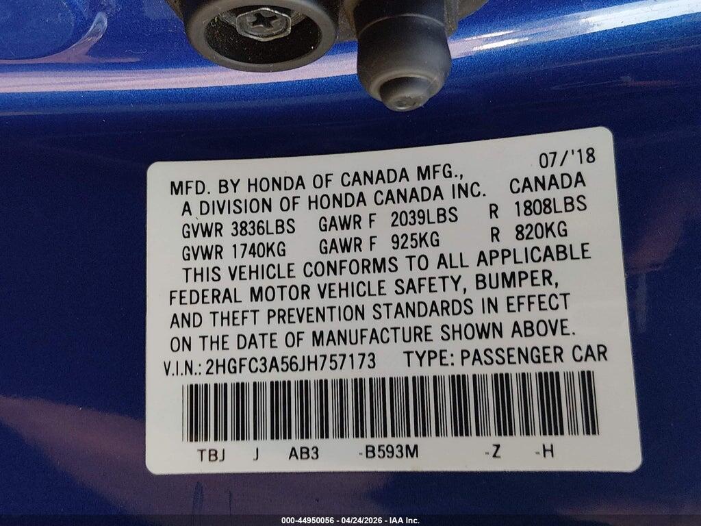 2HGFC3A56JH757173 2018 HONDA CIVIC photo no. 9