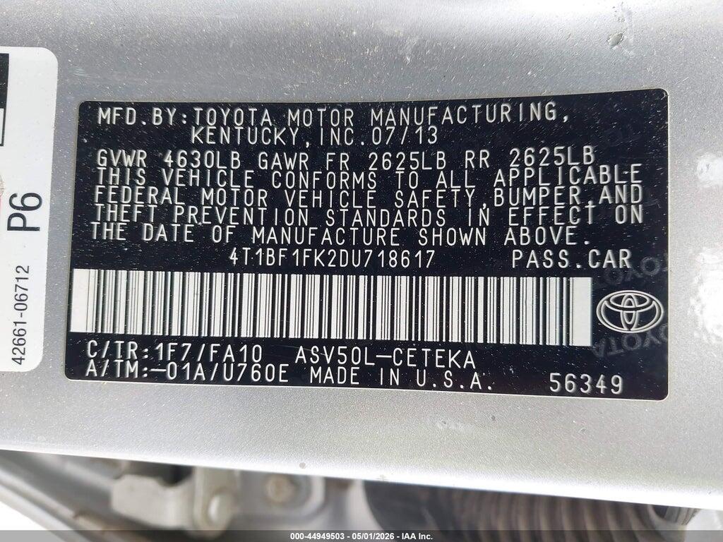 4T1BF1FK2DU718617 2013 TOYOTA CAMRY photo no. 9