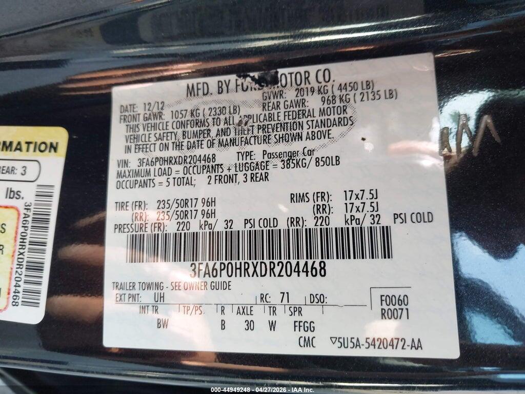3FA6P0HRXDR204468 2013 FORD FUSION photo no. 9