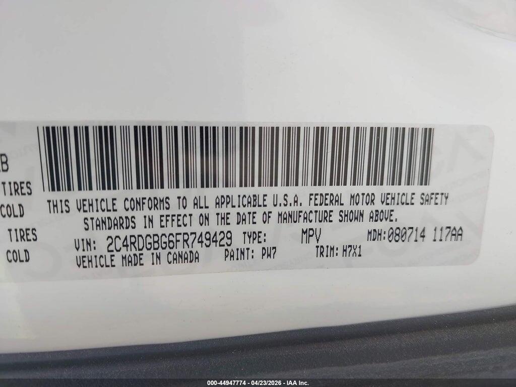 2C4RDGBG6FR749429 2015 DODGE GRAND CARAVAN photo no. 9