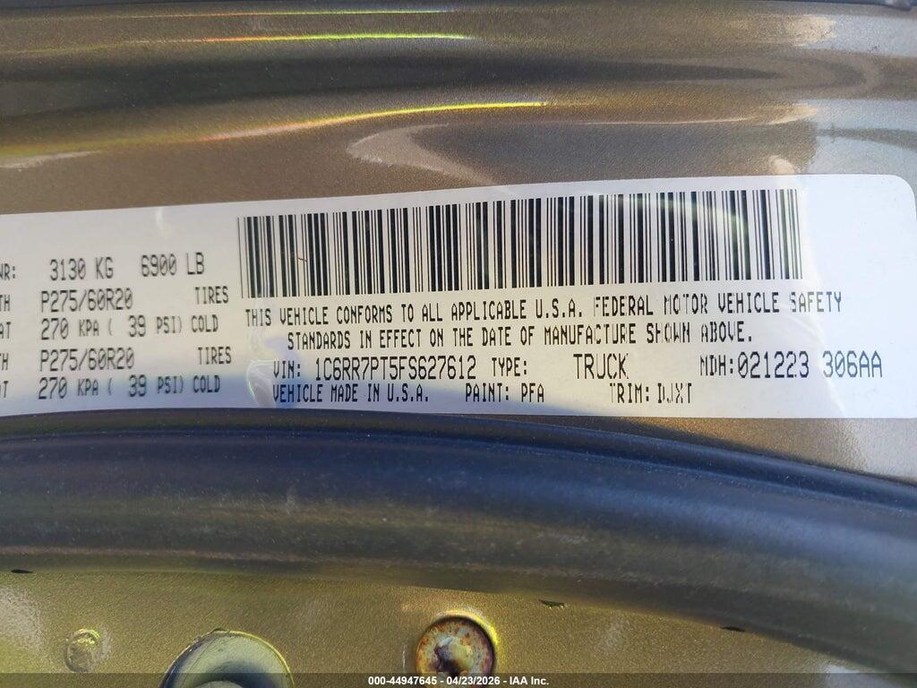 1C6RR7PT5FS627612 2015 RAM 1500 photo no. 9