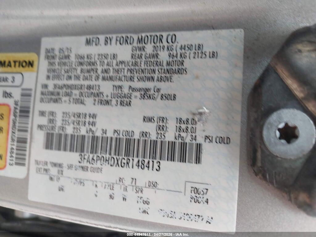 3FA6P0HDXGR148413 2016 FORD FUSION photo no. 9