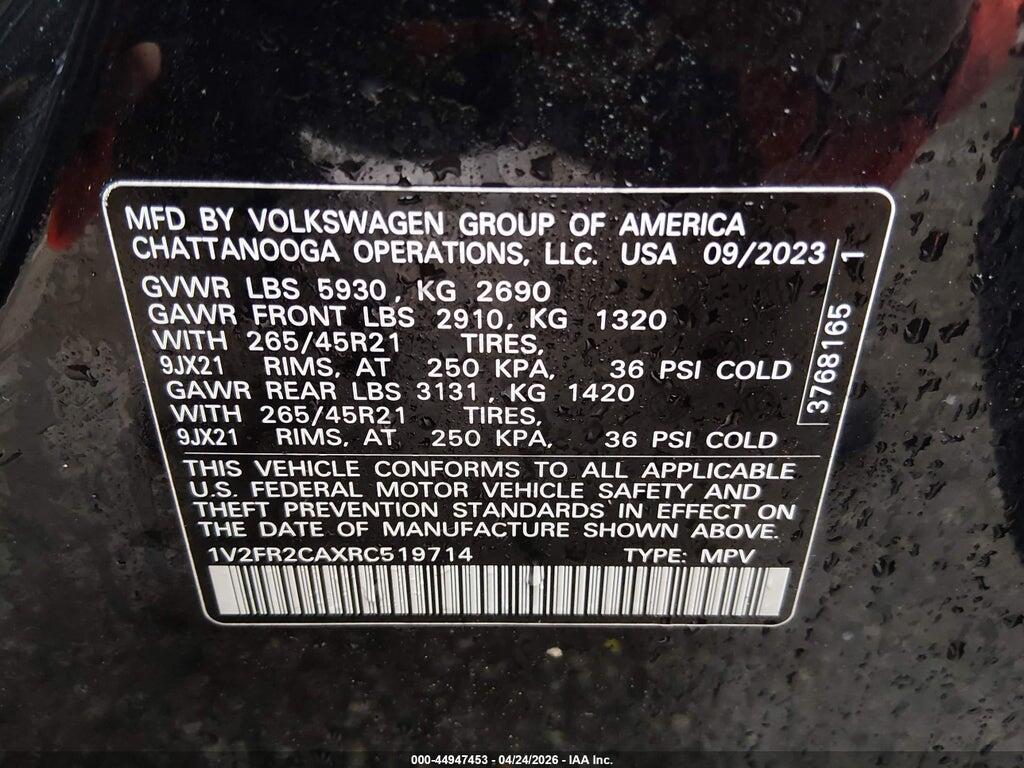 1V2FR2CAXRC519714 2024 VOLKSWAGEN ATLAS photo no. 9