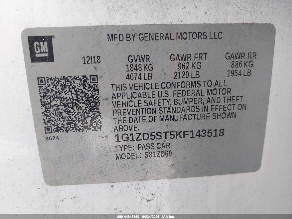 1G1ZD5ST5KF143518 2019 CHEVROLET MALIBU photo no. 9