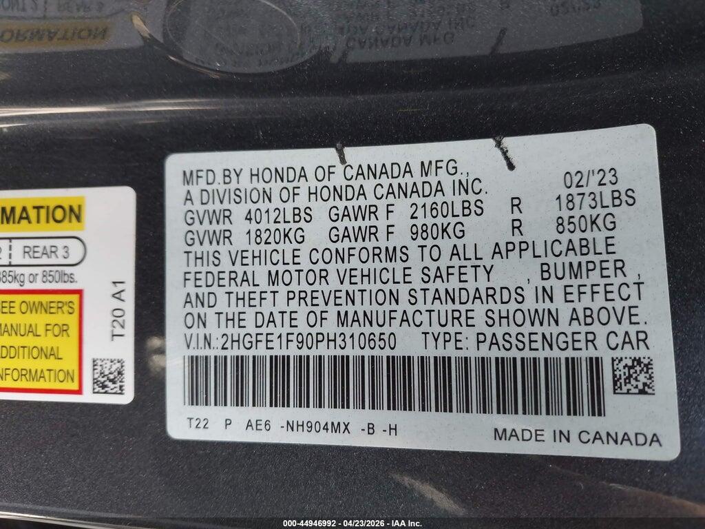 2HGFE1F90PH310650 2023 HONDA CIVIC photo no. 9