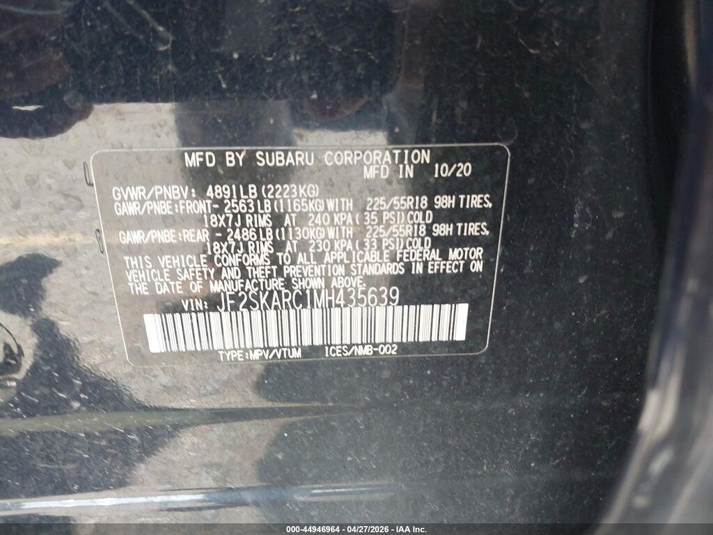 JF2SKARC1MH435639 2021 SUBARU FORESTER photo no. 9