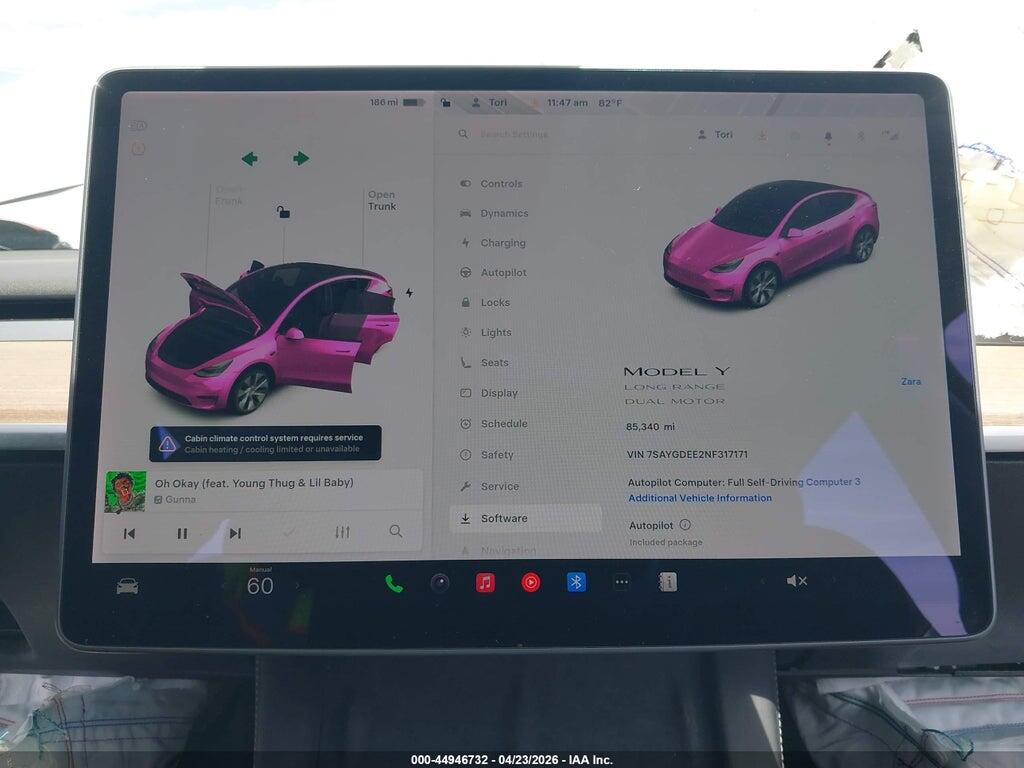 7SAYGDEE2NF317171 2022 TESLA MODEL Y photo no. 7