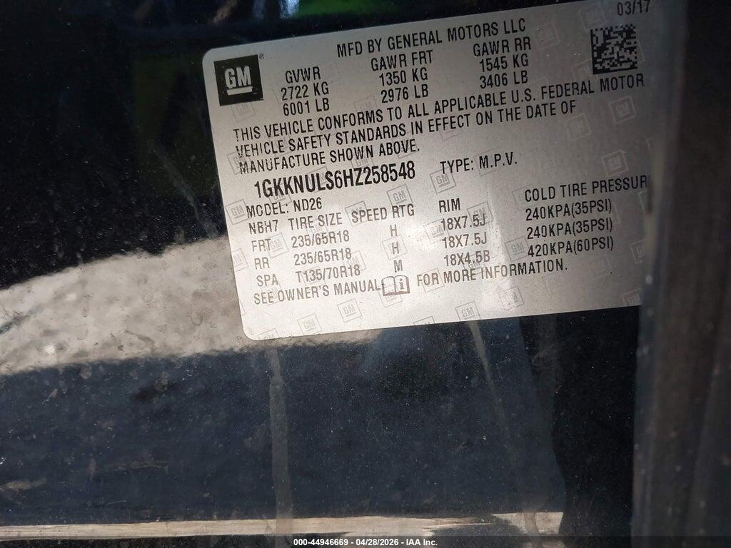 1GKKNULS6HZ258548 2017 GMC ACADIA photo no. 9