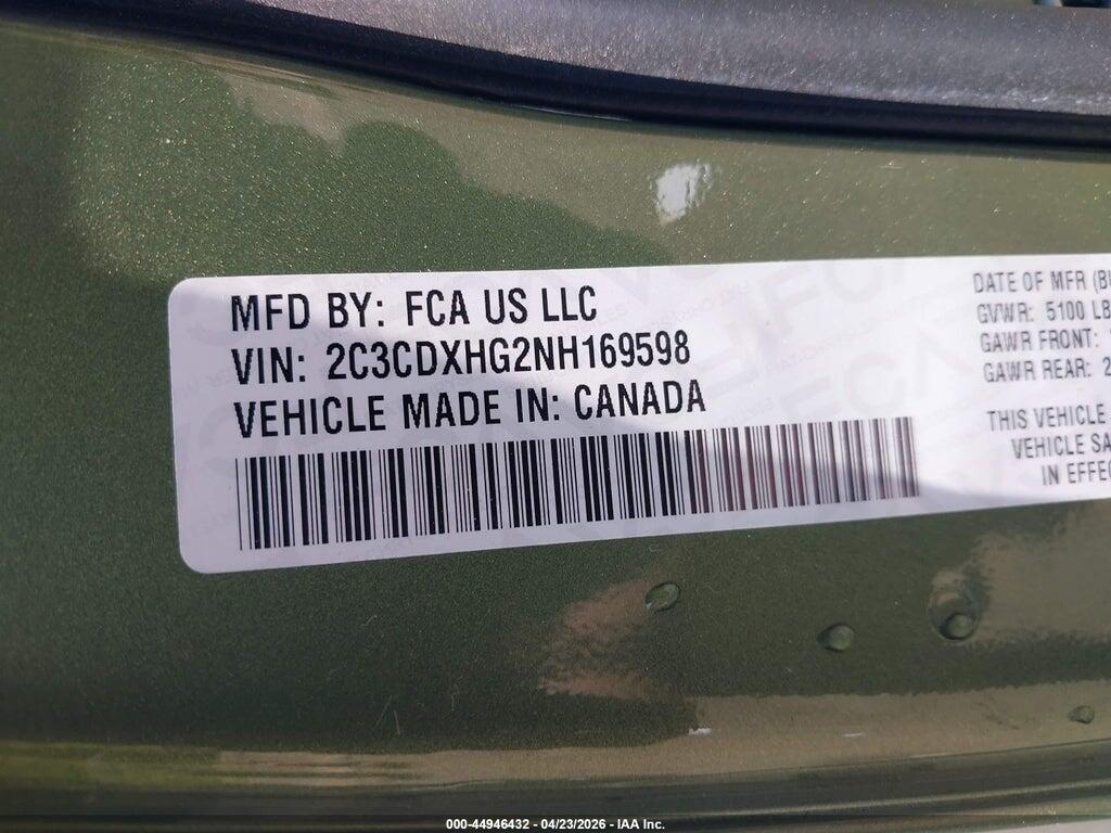 2C3CDXHG2NH169598 2022 DODGE CHARGER photo no. 9