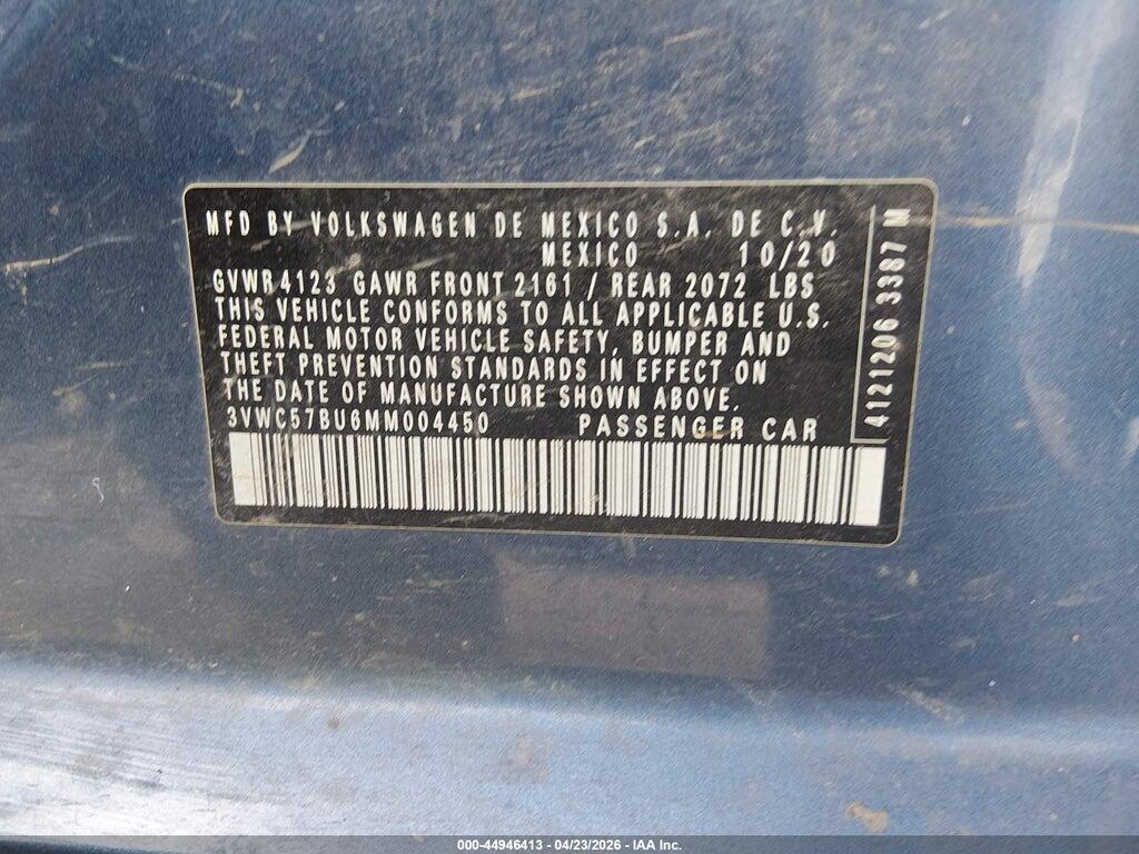3VWC57BU6MM004450 2021 VOLKSWAGEN JETTA photo no. 9