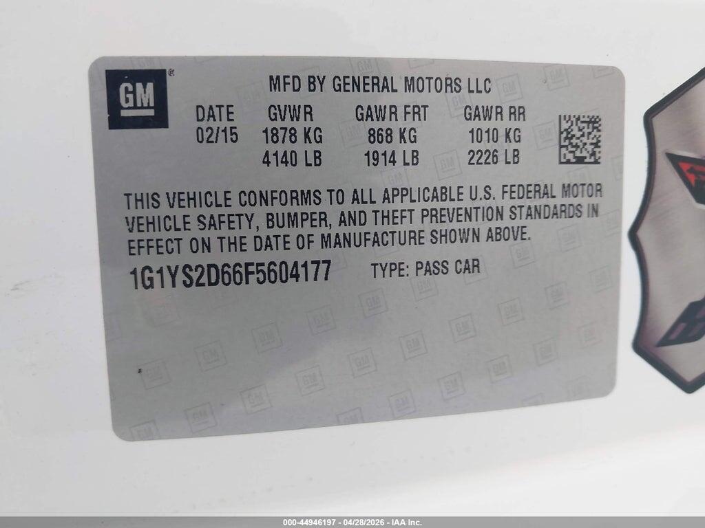 1G1YS2D66F5604177 2015 CHEVROLET CORVETTE photo no. 9