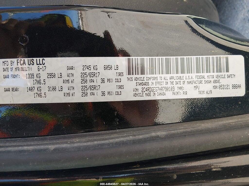 2C4RDGEG7HR790103 2017 DODGE GRAND CARAVAN photo no. 9