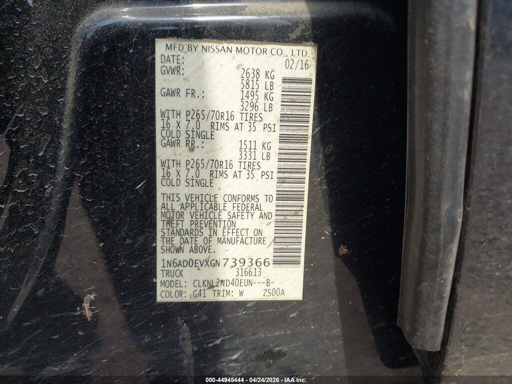 1N6AD0EVXGN739366 2016 NISSAN FRONTIER photo no. 9