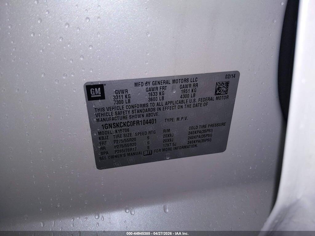 1GNSKCKC0FR104401 2015 CHEVROLET TAHOE photo no. 9