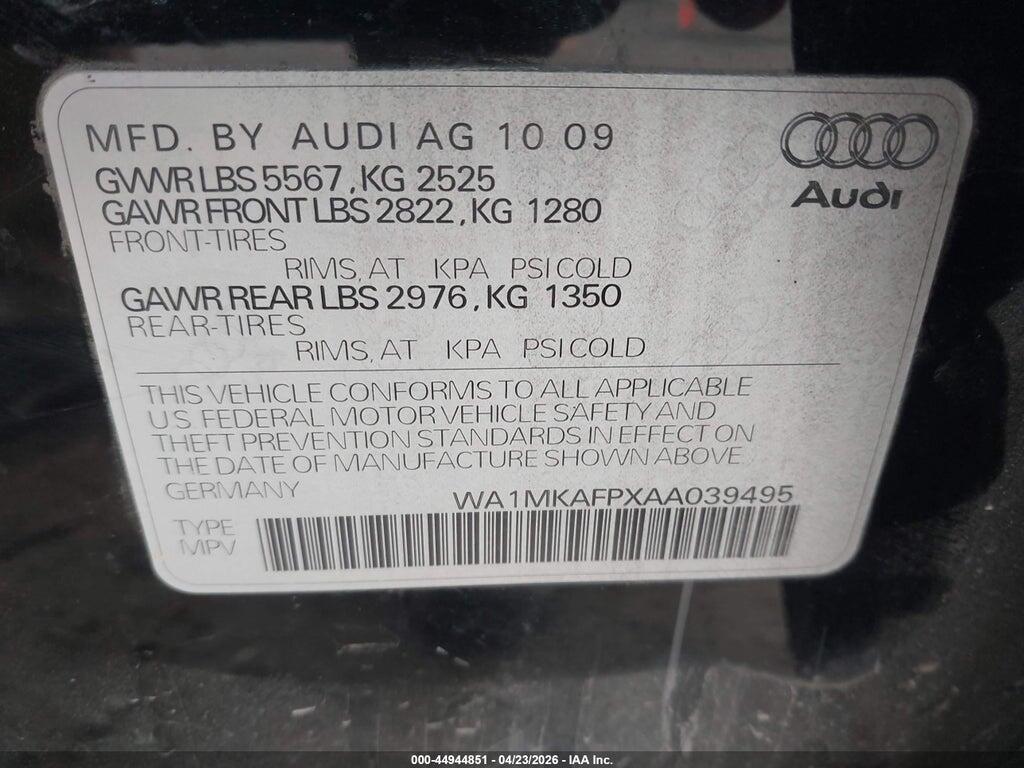 WA1MKAFPXAA039495 2010 AUDI Q5 photo no. 9