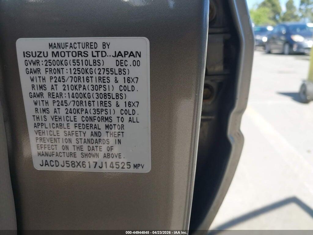 JACDJ58X617J14525 2001 ISUZU TROOPER photo no. 9