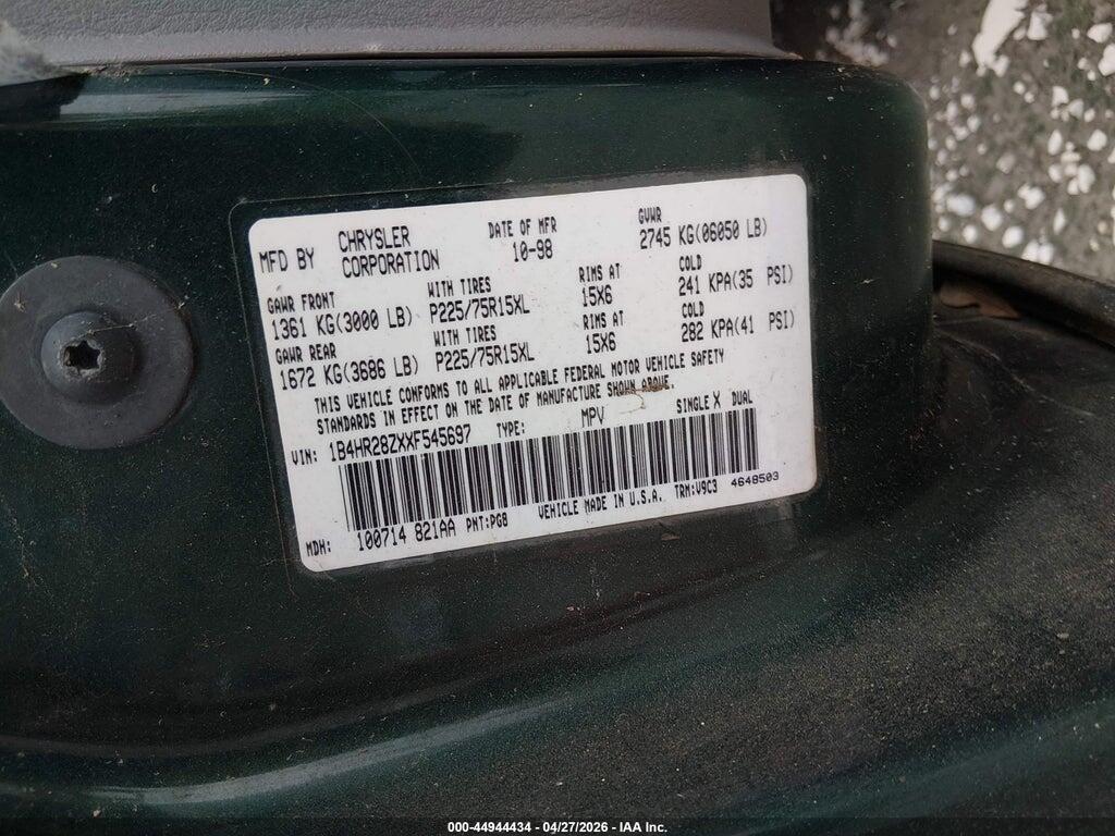 1B4HR28ZXXF545697 1999 DODGE DURANGO photo no. 9