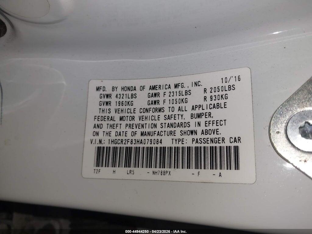 1HGCR2F83HA079084 2017 HONDA ACCORD photo no. 9