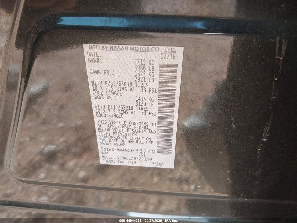 5N1AR2MM4GC633740 2016 NISSAN PATHFINDER photo no. 9
