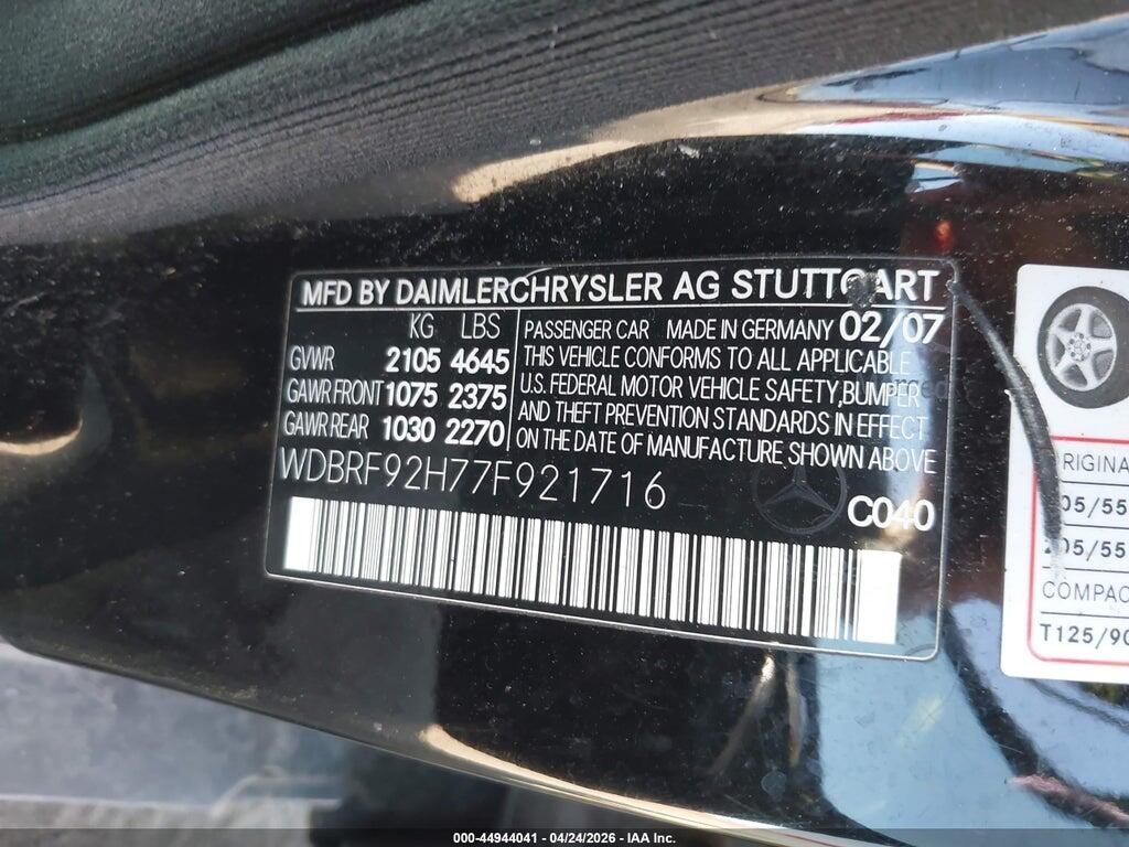 WDBRF92H77F921716 2007 MERCEDES-BENZ C 280 photo no. 9
