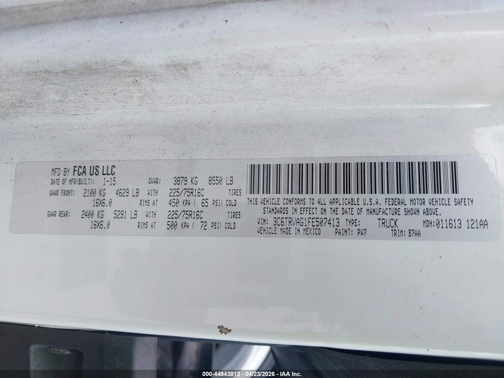 3C6TRVAG1FE507413 2015 RAM PROMASTER 1500 photo no. 9