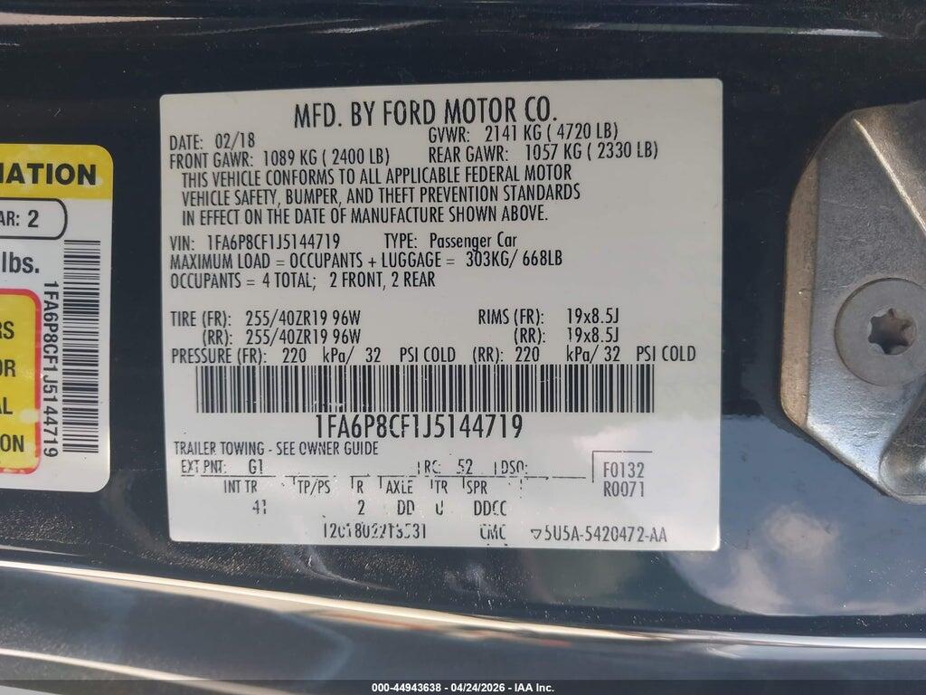 1FA6P8CF1J5144719 2018 FORD MUSTANG photo no. 9