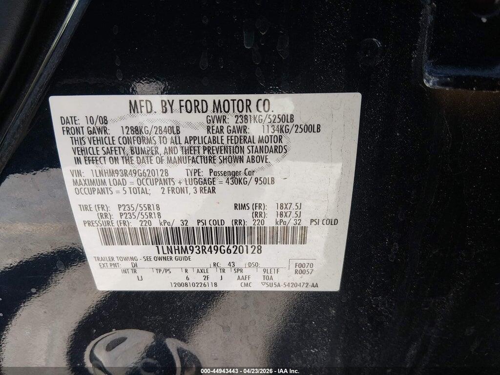 1LNHM93R49G620128 2009 LINCOLN MKS photo no. 9