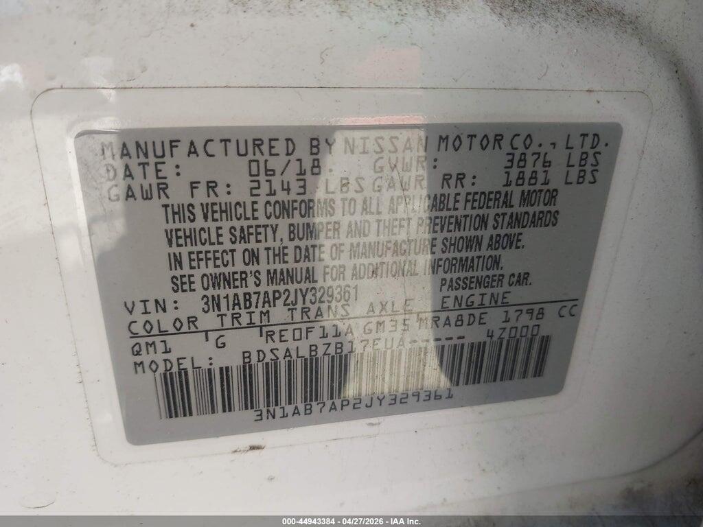 3N1AB7AP2JY329361 2018 NISSAN SENTRA photo no. 9