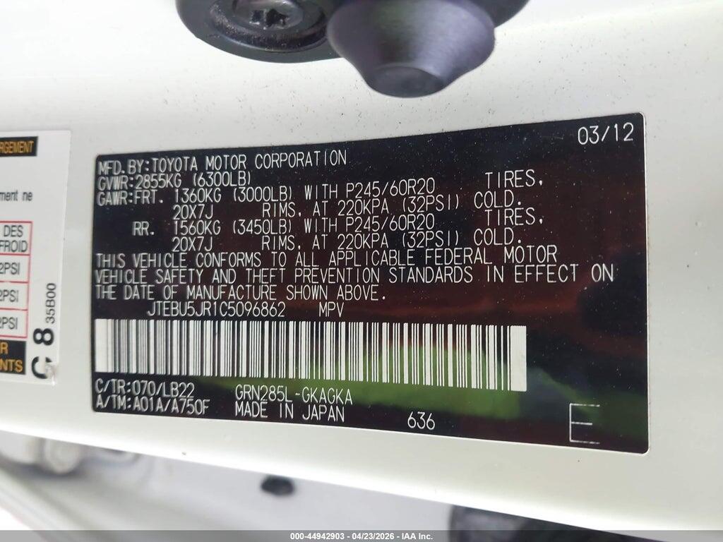JTEBU5JR1C5096862 2012 TOYOTA 4RUNNER photo no. 9