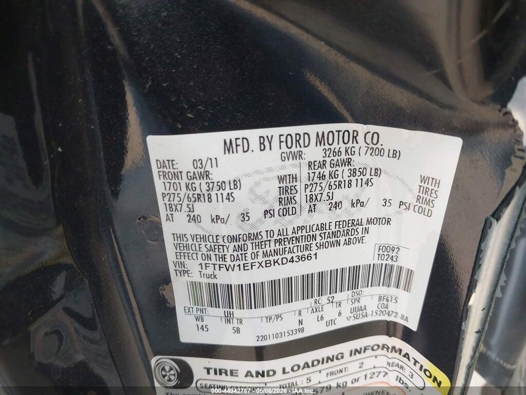 1FTFW1EFXBKD43661 2011 FORD F-150 photo no. 9