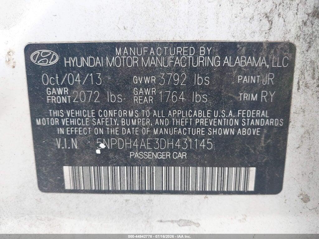 5NPDH4AE3DH431145 2013 HYUNDAI ELANTRA photo no. 9