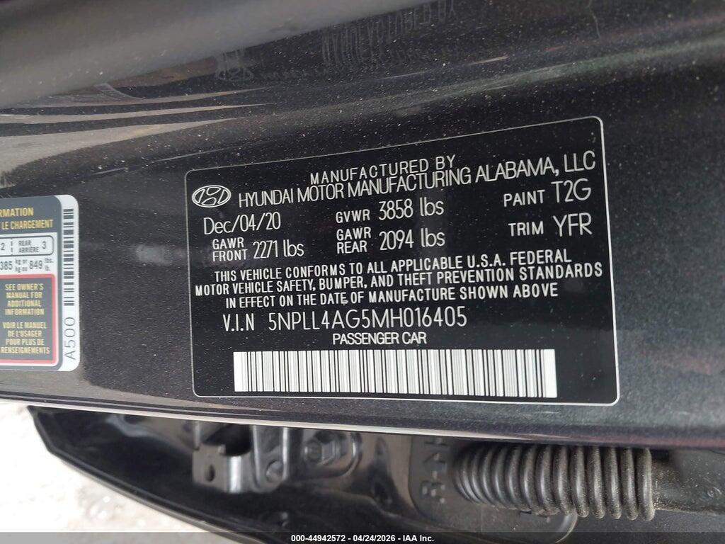 5NPLL4AG5MH016405 2021 HYUNDAI ELANTRA photo no. 9