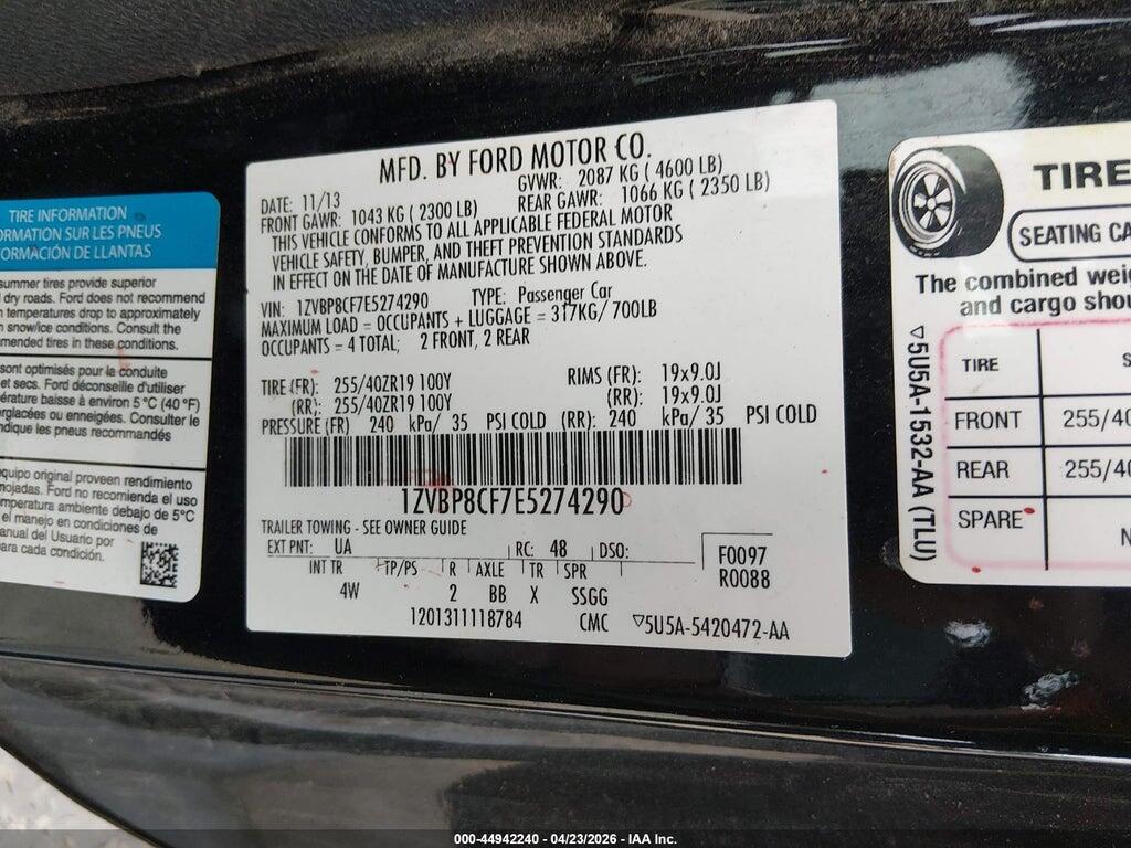 1ZVBP8CF7E5274290 2014 FORD MUSTANG photo no. 9