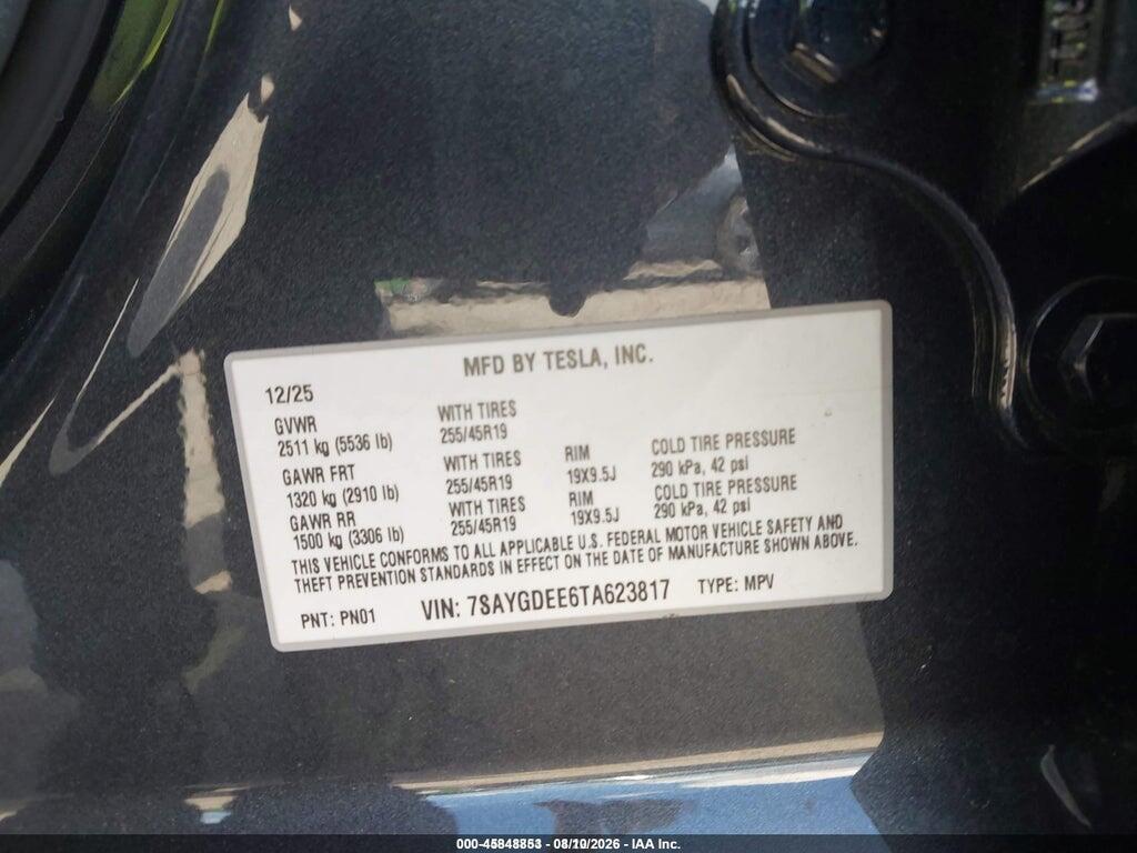 7SAYGDEE6TA623817 2026 TESLA MODEL Y photo no. 9