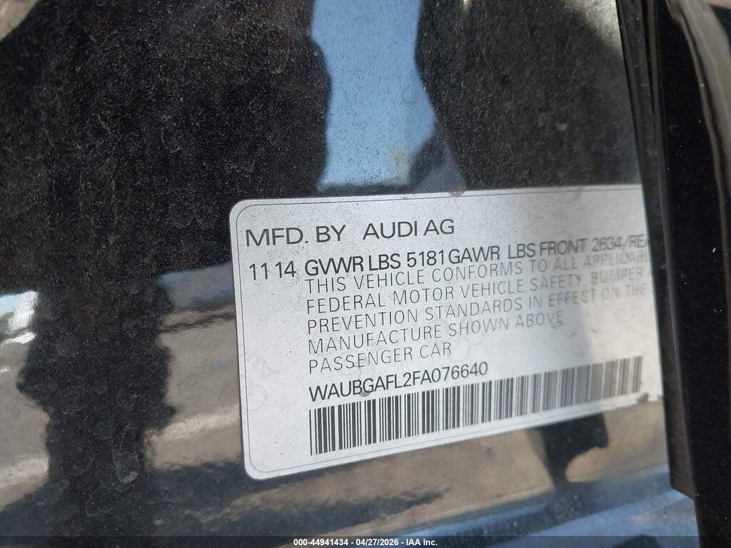 WAUBGAFL2FA076640 2015 AUDI S4 photo no. 9