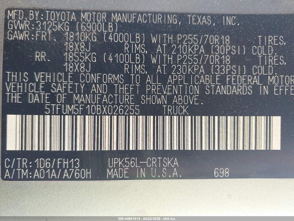 5TFUM5F10BX026255 2011 TOYOTA TUNDRA photo no. 9