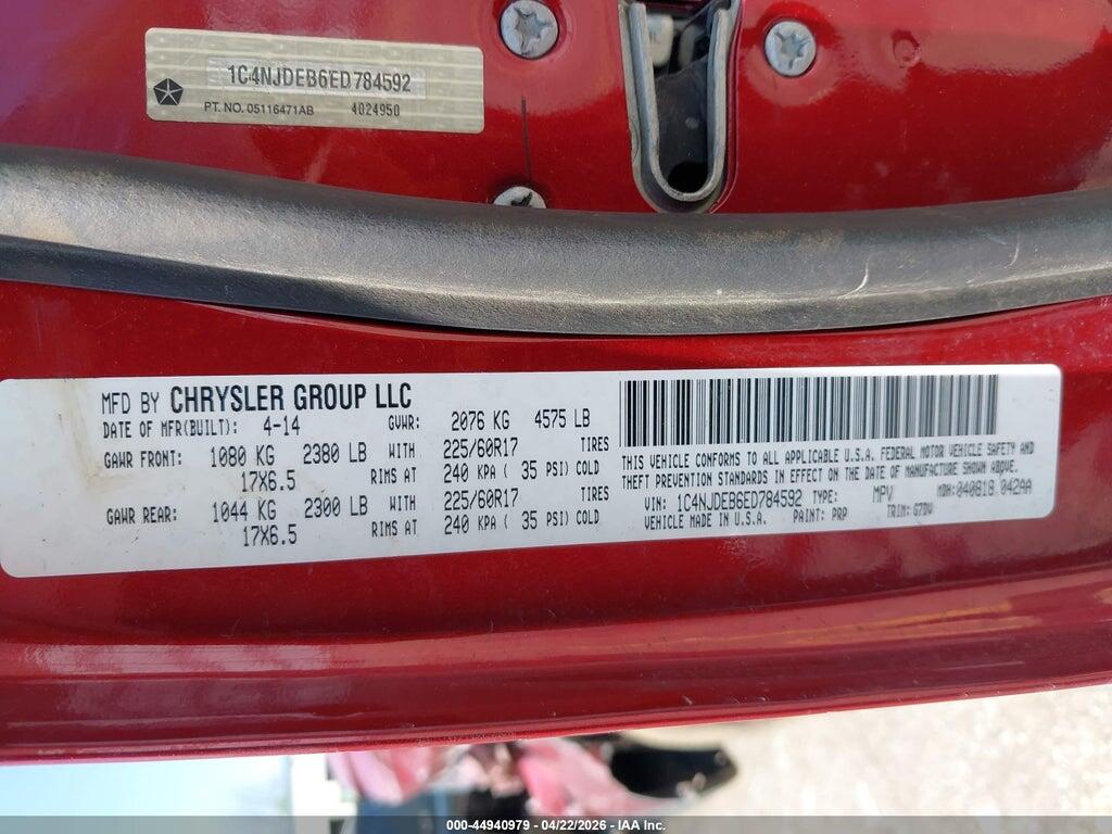 1C4NJDEB6ED784592 2014 JEEP COMPASS photo no. 9