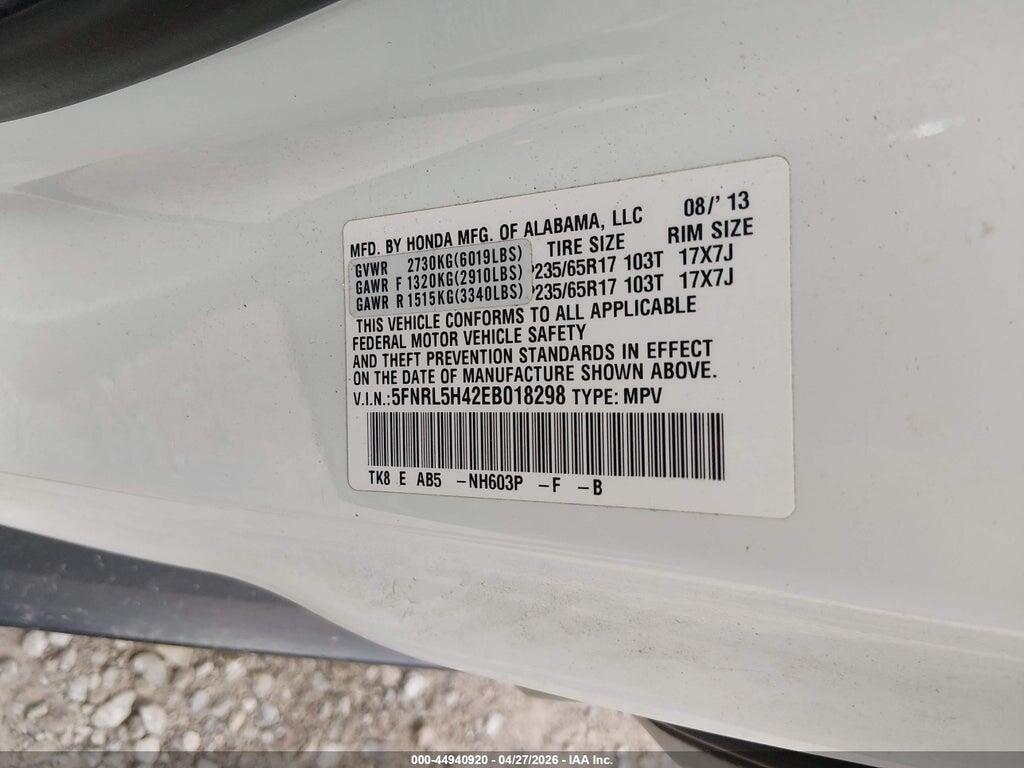 5FNRL5H42EB018298 2014 HONDA ODYSSEY photo no. 9