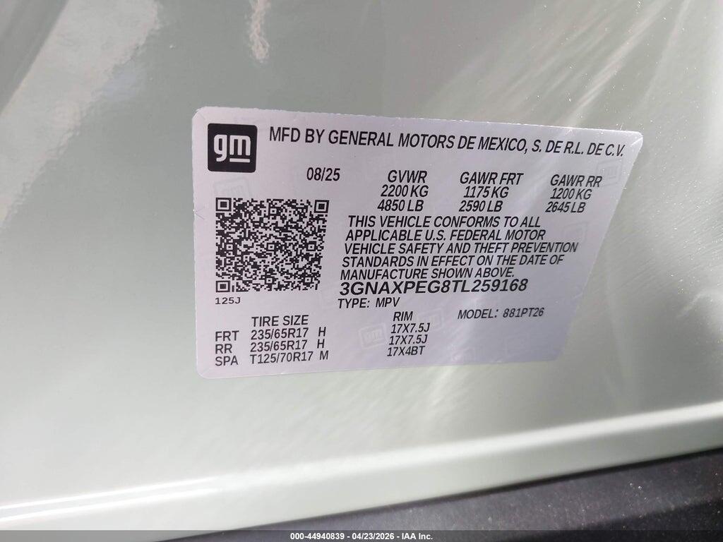 3GNAXPEG8TL259168 2026 CHEVROLET EQUINOX photo no. 9